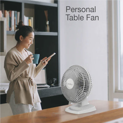 Lasko 6 Inch 2002W 2 Speed Personal Portable Table Fan with Storage Tray, White