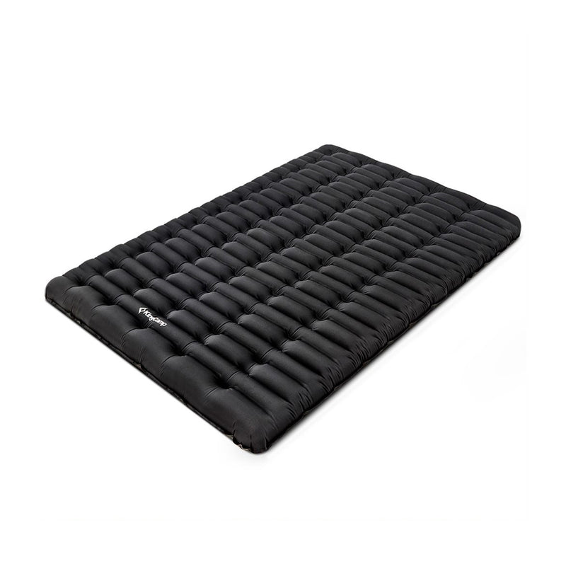 KingCamp 74.8 x 50 Inch Waterproof Double Wide Inflatable Sleeping Pad, Black