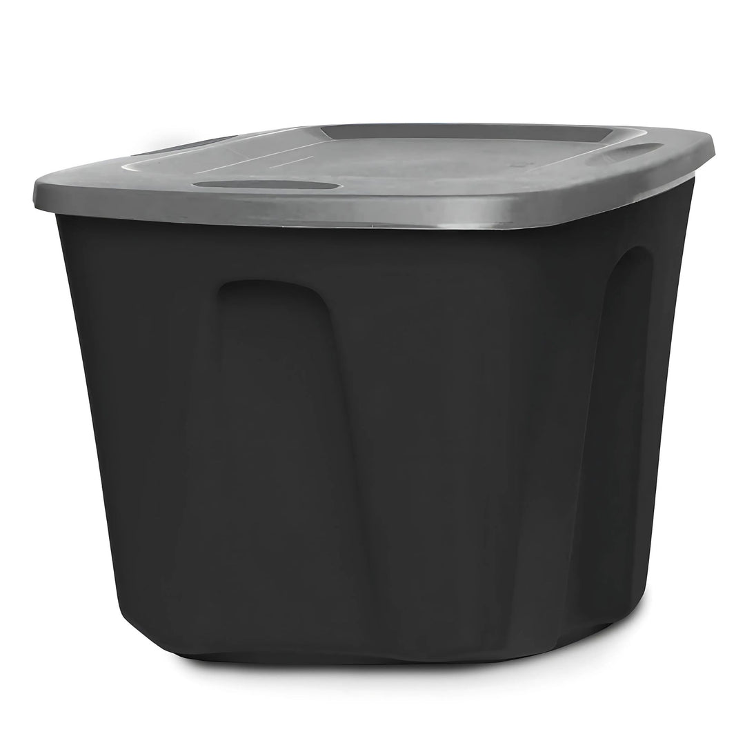 Homz 6618BKTS.08 18 Gallon Durable Molded Plastic Storage Bin w/ Lid, Black/Gray