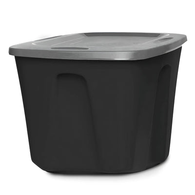 Homz 6618BKTS.08 18 Gallon Durable Molded Plastic Storage Bin w/ Lid, Black/Gray - VMInnovations