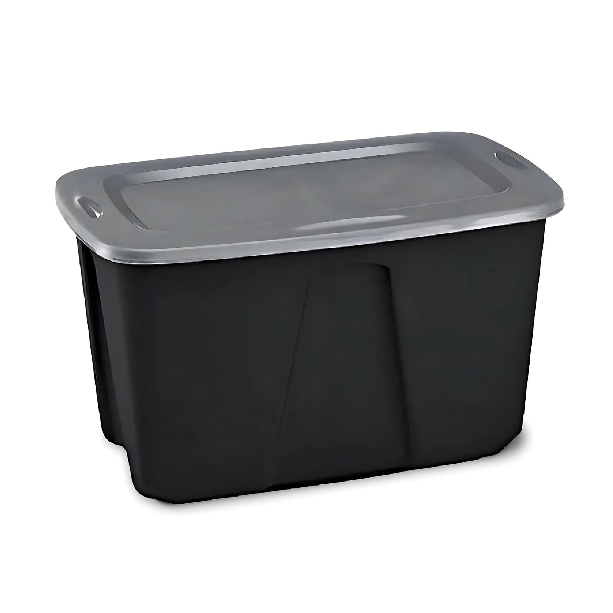Homz 6630BKTS.06 32 Gallon Durable Molded Plastic Storage Bin w/ Lid, Black/Gray - VMInnovations