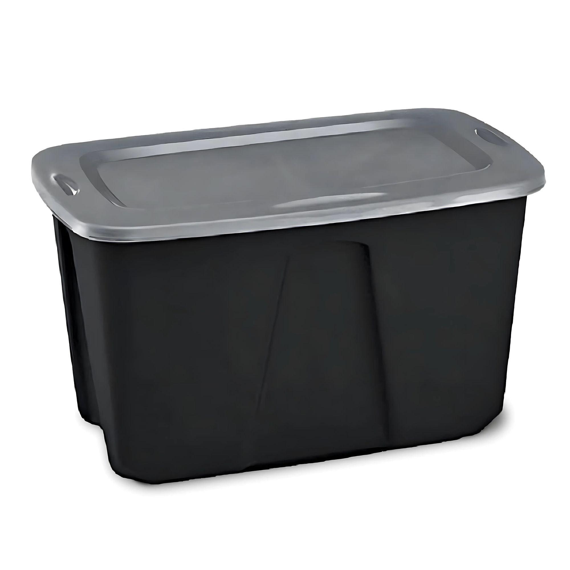Homz 6630BKTS.06 32 Gallon Durable Molded Plastic Storage Bin w/ Lid, Black/Gray - VMInnovations