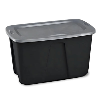 Homz 6630BKTS.06 32 Gallon Durable Molded Plastic Storage Bin w/ Lid, Black/Gray - VMInnovations