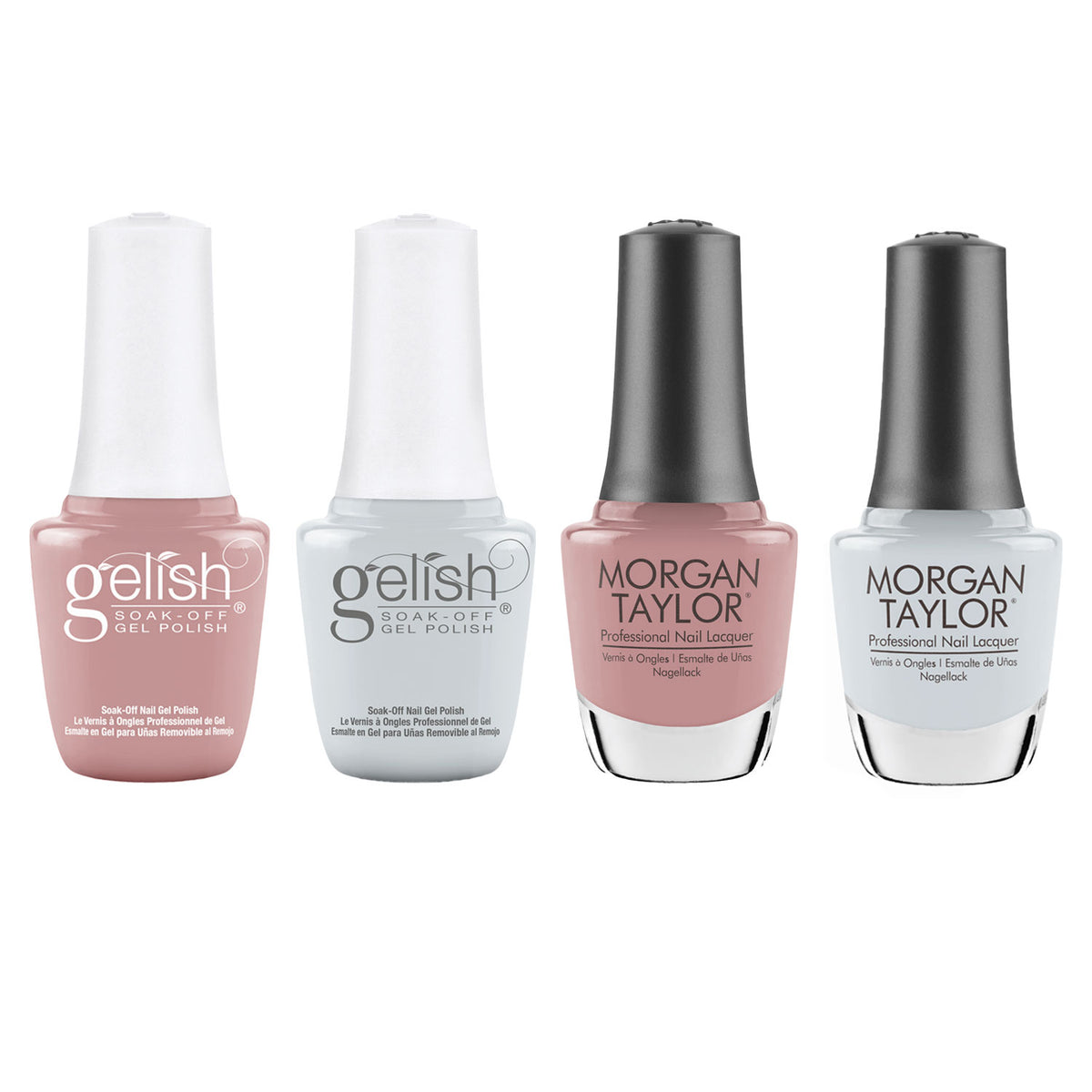 Gelish Mini & Morgan Taylor Out in the Open Gel Polish and Lacquer Set, 4 Pack