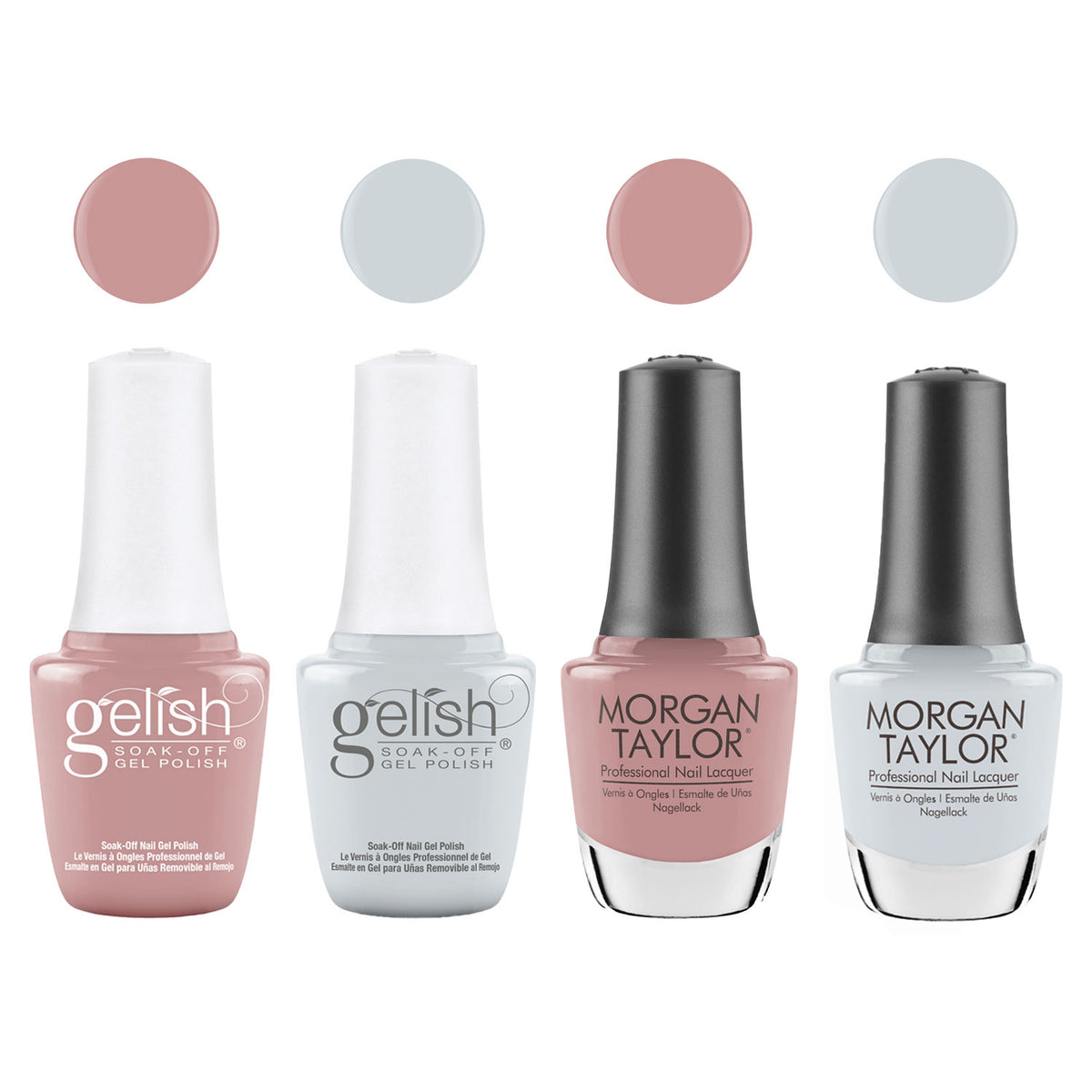 Gelish Mini & Morgan Taylor Out in the Open Gel Polish and Lacquer Set, 4 Pack