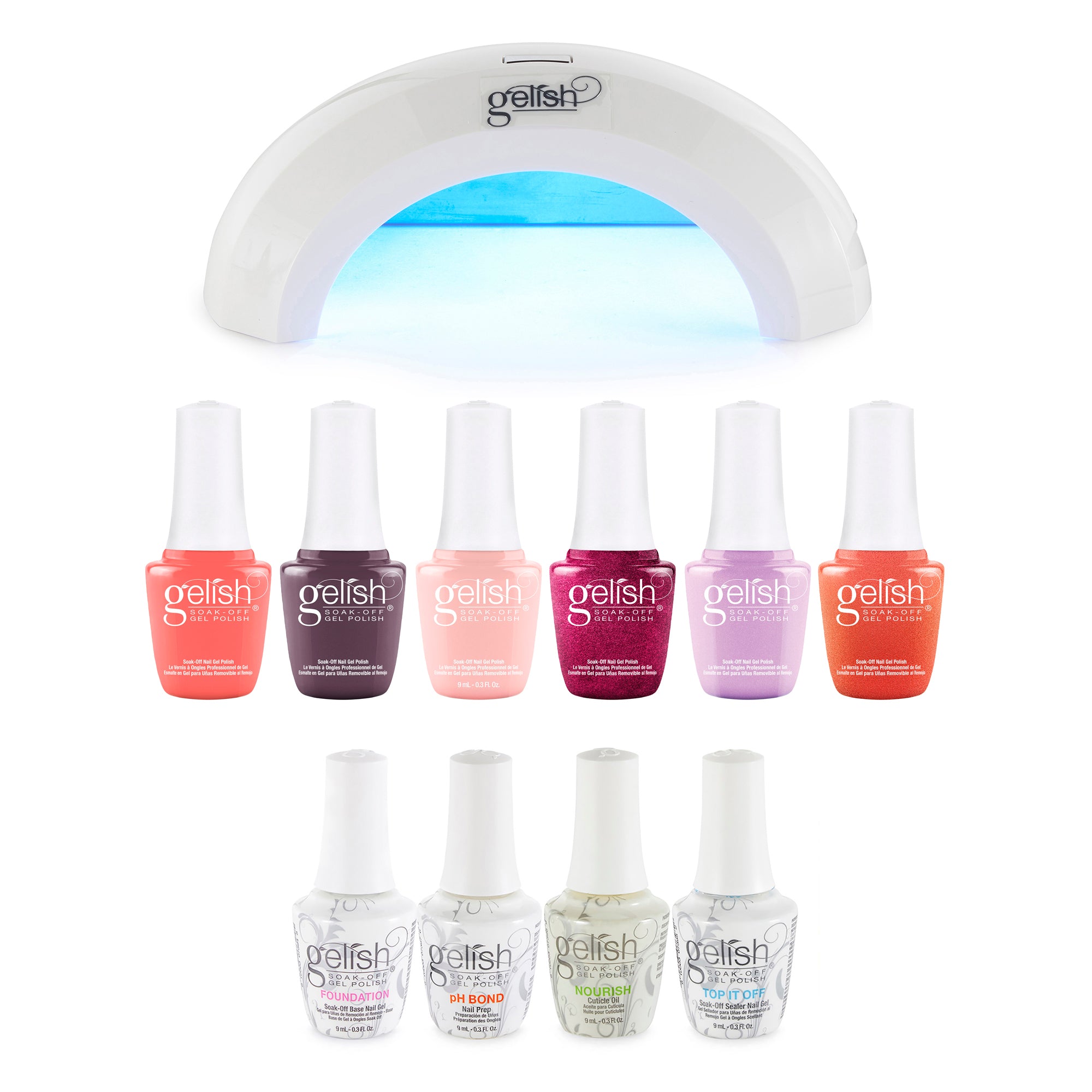 Gelish Mini Fantastic Four Essentials Kit, Sunrise Collection, & LED Light Lamp