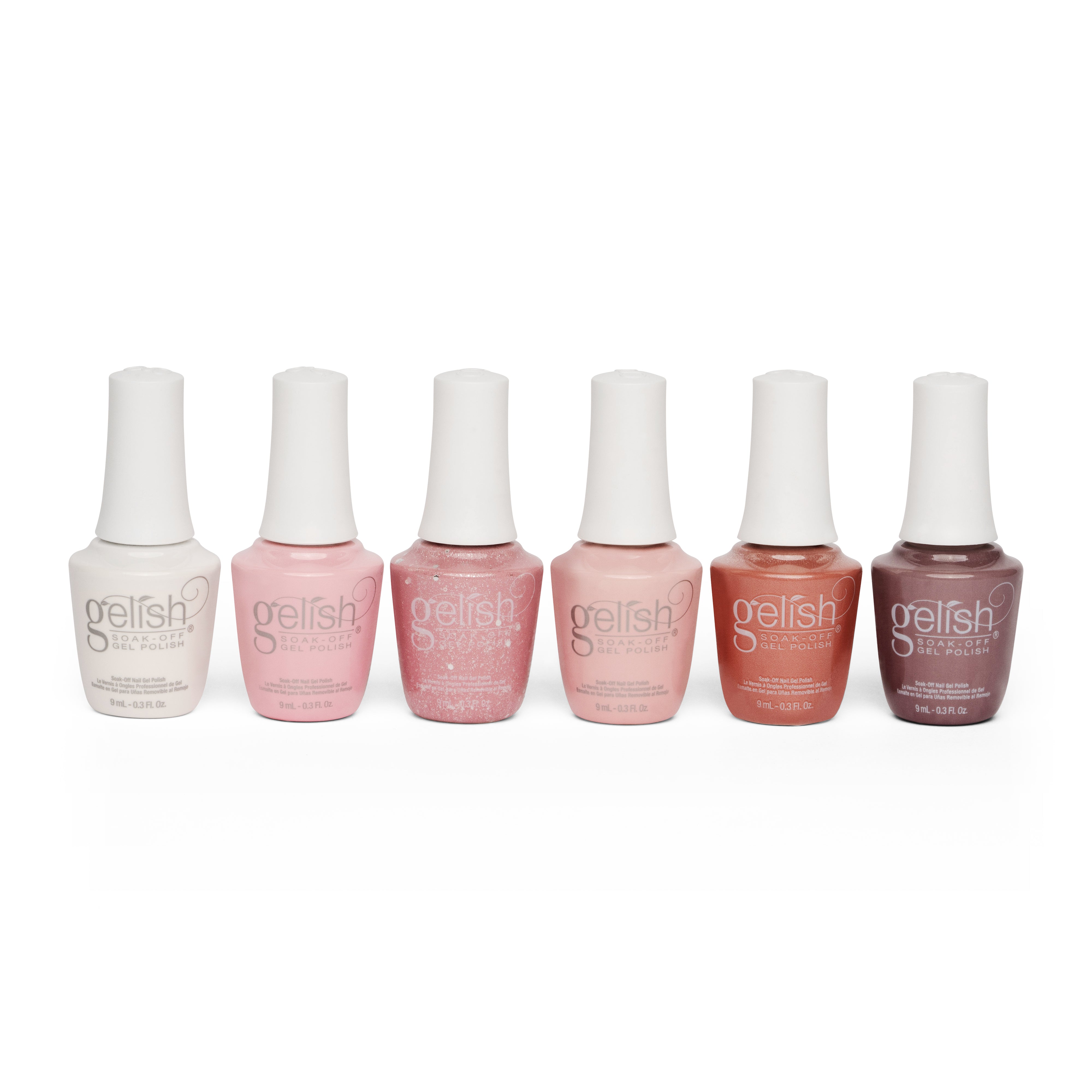 Gelish Pretty In Pink Gel Nail Polish Set w/ 110 Stiletto Tips Kit & LED Light - VMInnovations