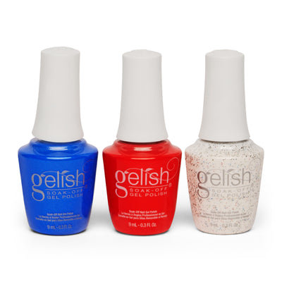 Gelish Mini Americana Gel Nail Polish Set w/ 110 Stiletto Tips Kit & LED Light - VMInnovations