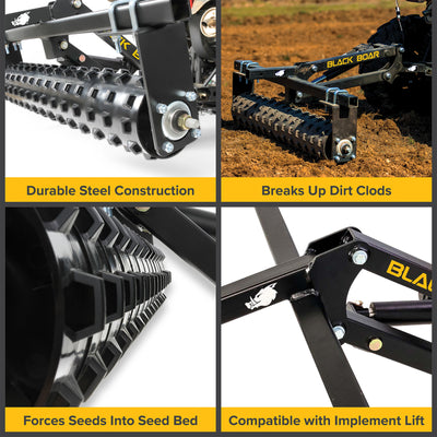 Black Boar ATV UTV Steel Agricultural Cultipacker Implement Attachment(Open Box)