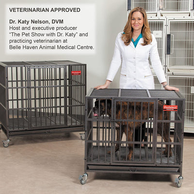 ProSelect Empire Steel Cage for Large Dogs with Tray and Wheels, Black (Used)