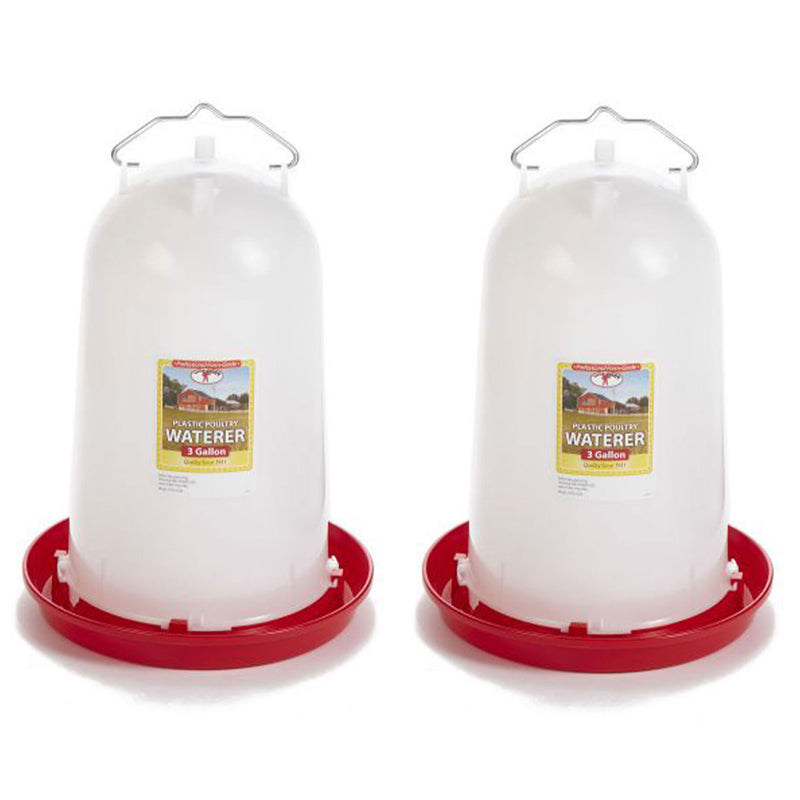 Little Giant 3-Gallon Heavy-Duty Plastic Gravity Fed Poultry Waterer (2 Pack)