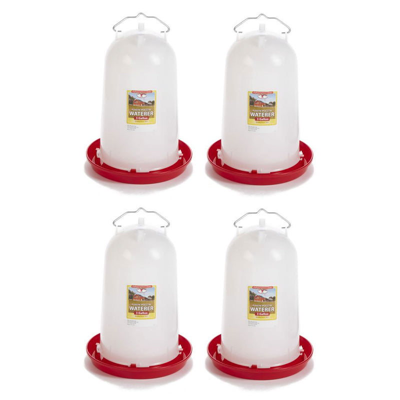 Little Giant 3-Gallon Heavy-Duty Plastic Gravity Fed Poultry Waterer (4 Pack)