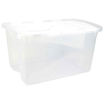 Sterilite Single 48 Qt Clear Base Hinged Lid Storage Tote Container (Open Box)