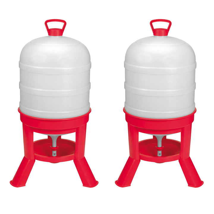 Little Giant 10 Gallon Tank Heavy Duty Poultry Chicken Gravity Waterer (2 Pack)