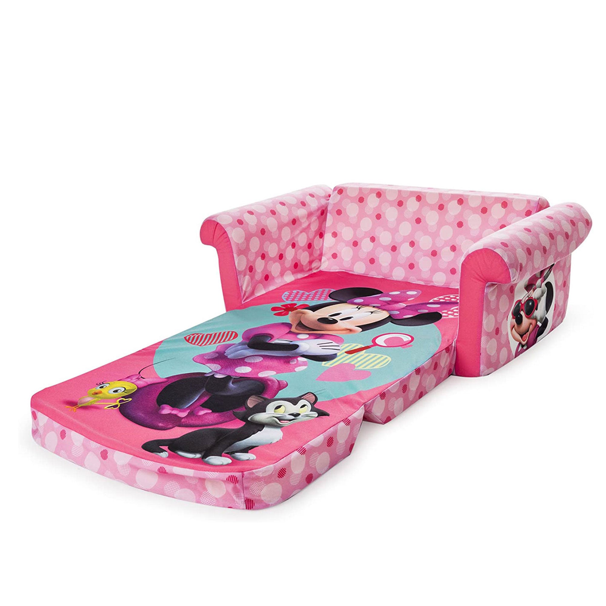Marshmallow Furniture 2-in-1 Kids Flip Open Sofa Couch, Minnie Mouse (Used) - VMInnovations