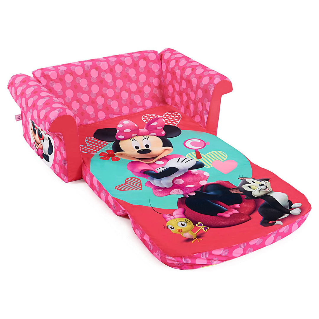 Marshmallow Furniture Kids 2-in-1 Flip Open Foam Compress Sofa Bed, Minnie Mouse - VMInnovations