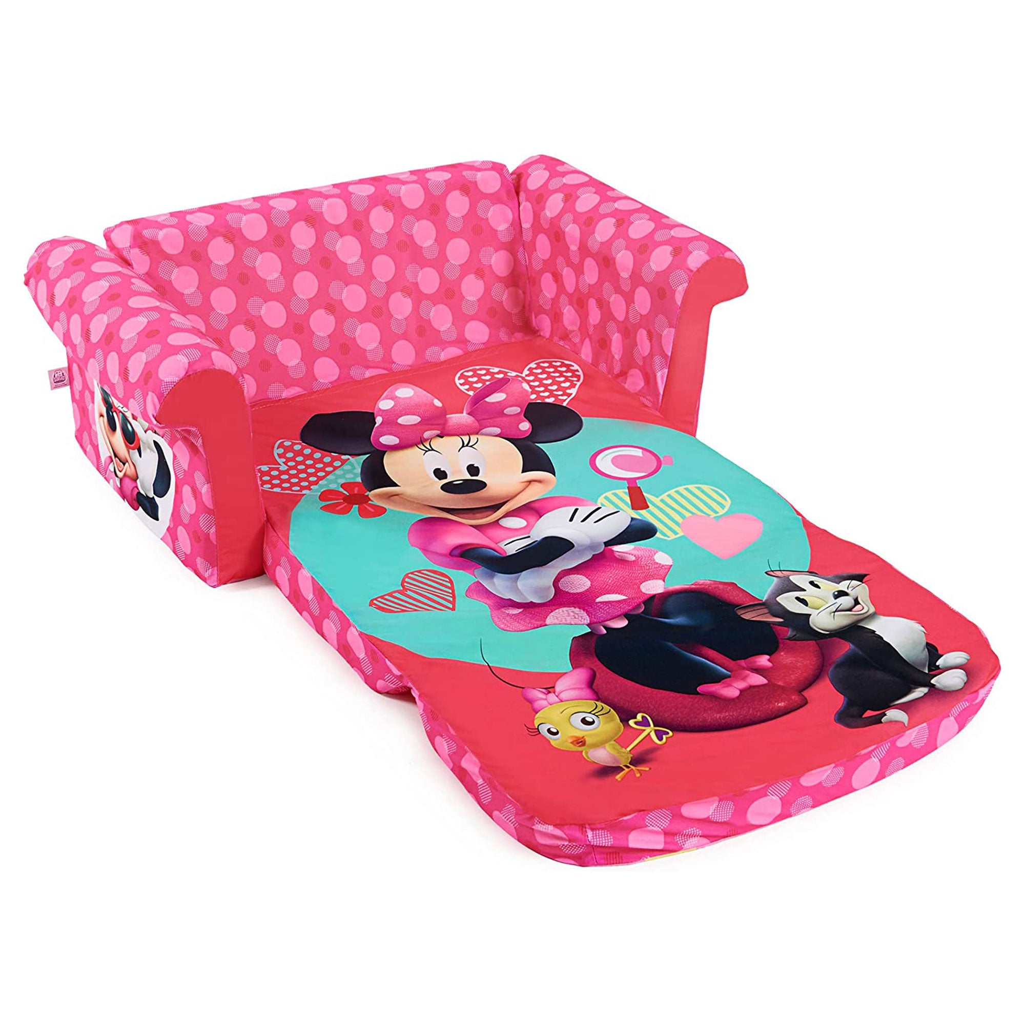 Marshmallow Furniture 2-in-1 Kids Flip Open Sofa, Minnie Mouse (Damaged)