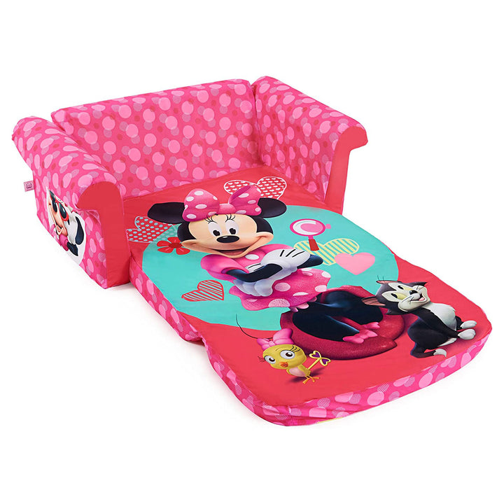 Marshmallow Furniture Kids 2-in-1 Flip Open Foam Compress Sofa Bed, Minnie Mouse