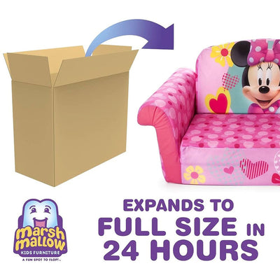 Marshmallow Furniture 2-in-1 Kids Flip Open Sofa Furniture Couch, Minnie Mouse (Refurbished)