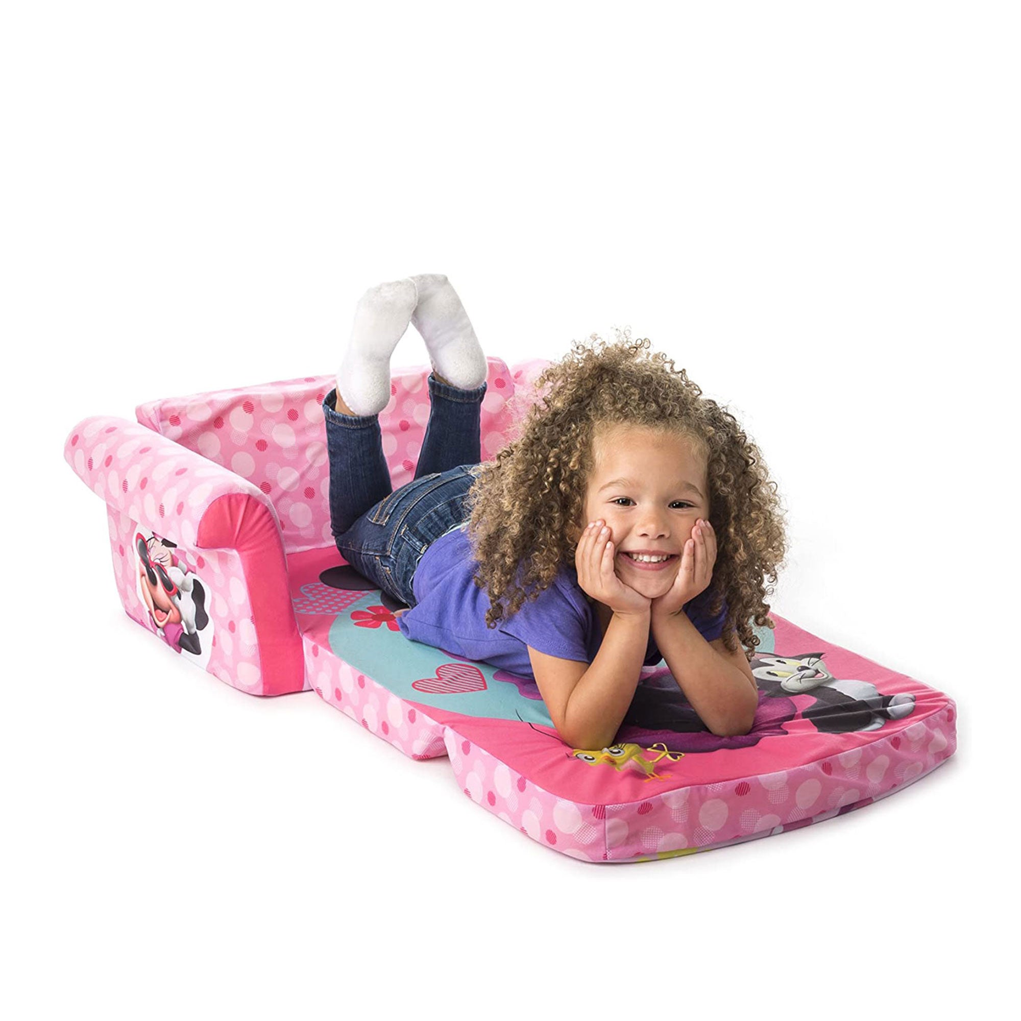 Marshmallow Furniture 2-in-1 Kids Flip Open Sofa Couch, Minnie Mouse (Open Box)