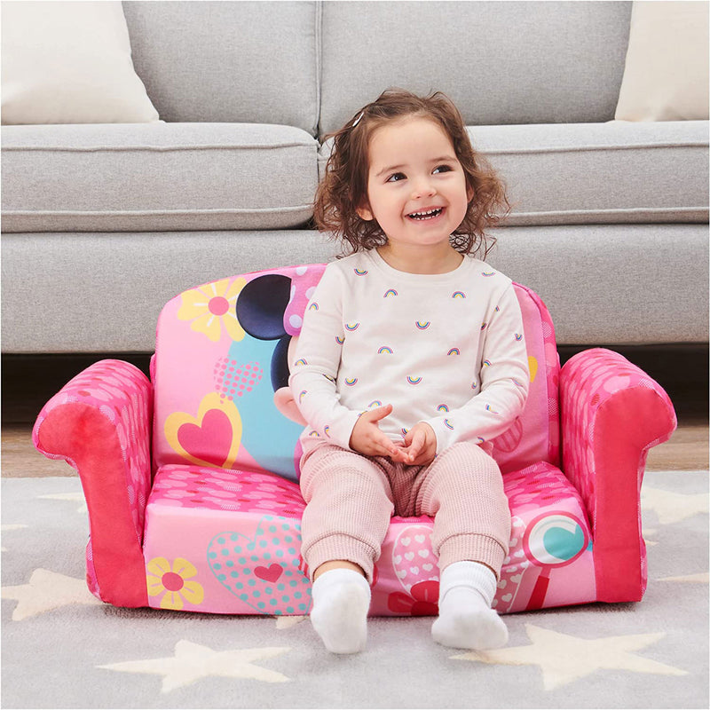 Marshmallow Furniture Kids 2-in-1 Flip Open Foam Compress Sofa Bed, Minnie Mouse