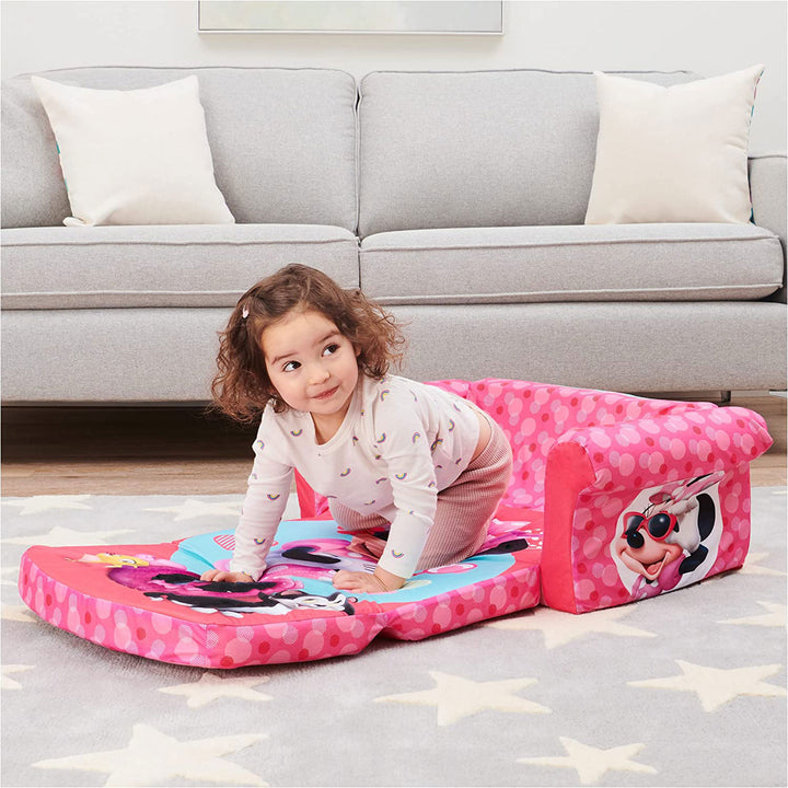 Marshmallow Furniture Kids 2-in-1 Flip Open Foam Compress Sofa Bed, Minnie Mouse