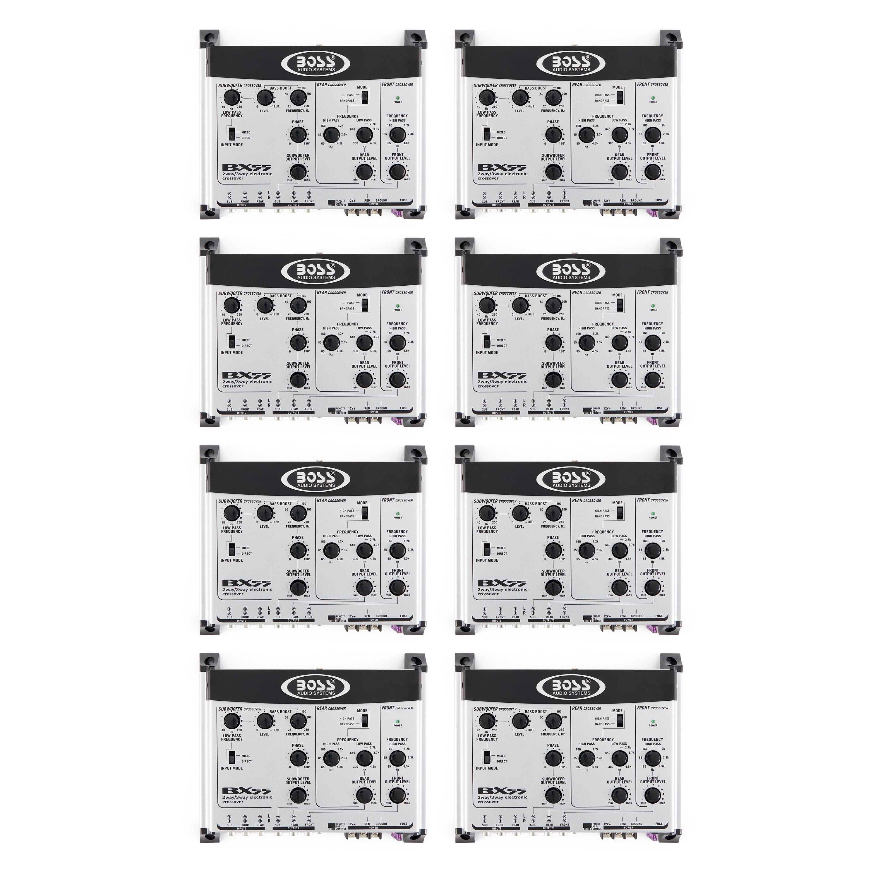 BOSS BX55 2/3 Way Car Audio Electronic Crossover Bass w/Remote Control (8 Pack)