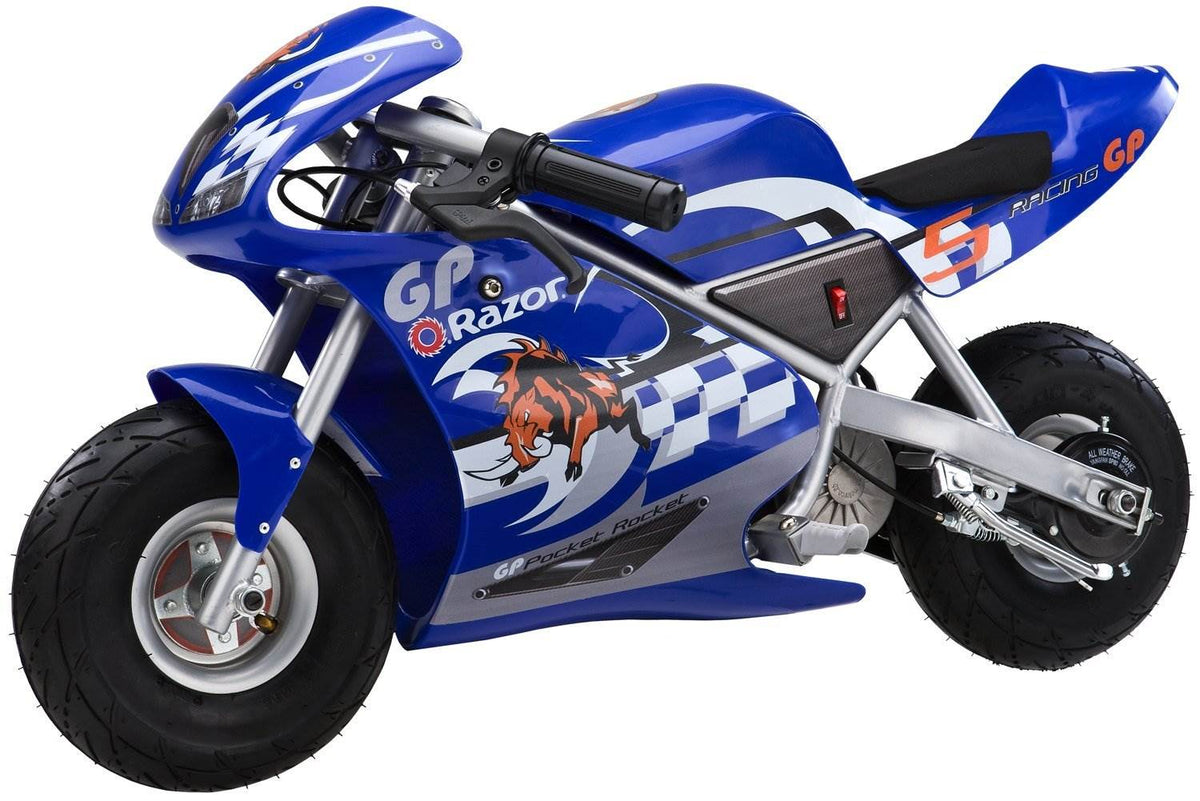 Razor 24-Volt Mini Electric Racing Motorcycle Pocket Rocket, Blue (Damaged)