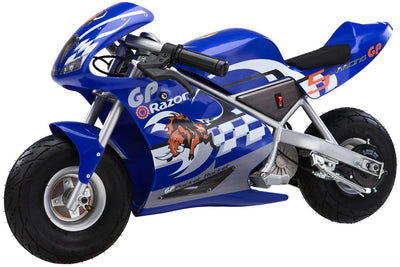 Razor 24-Volt Mini Electric Racing Motorcycle Pocket Rocket, Blue (Damaged)