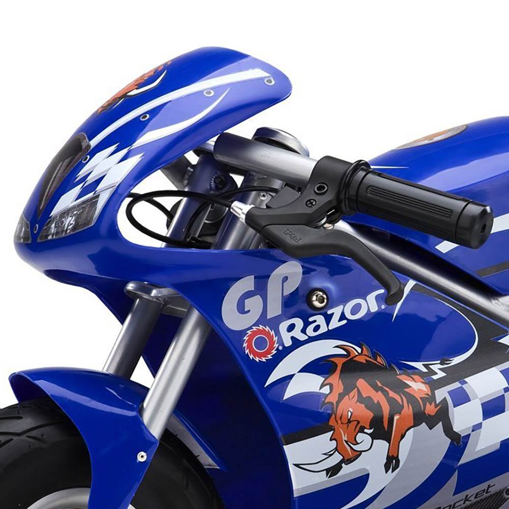Razor 24V Mini Electric Single Speed Motorcycle Pocket Rocket, Blue (Defective)