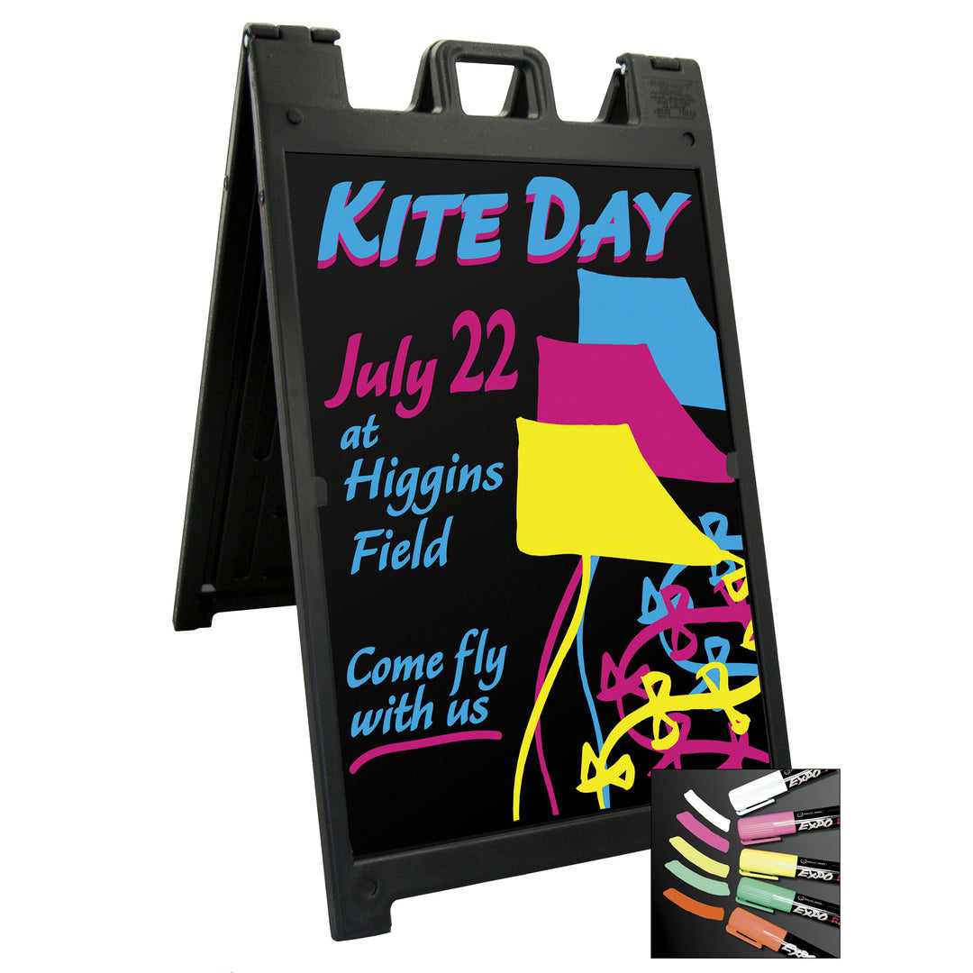 Plasticade Deluxe Signicade Folding Double Sided Sign Stand, Black (Open Box)