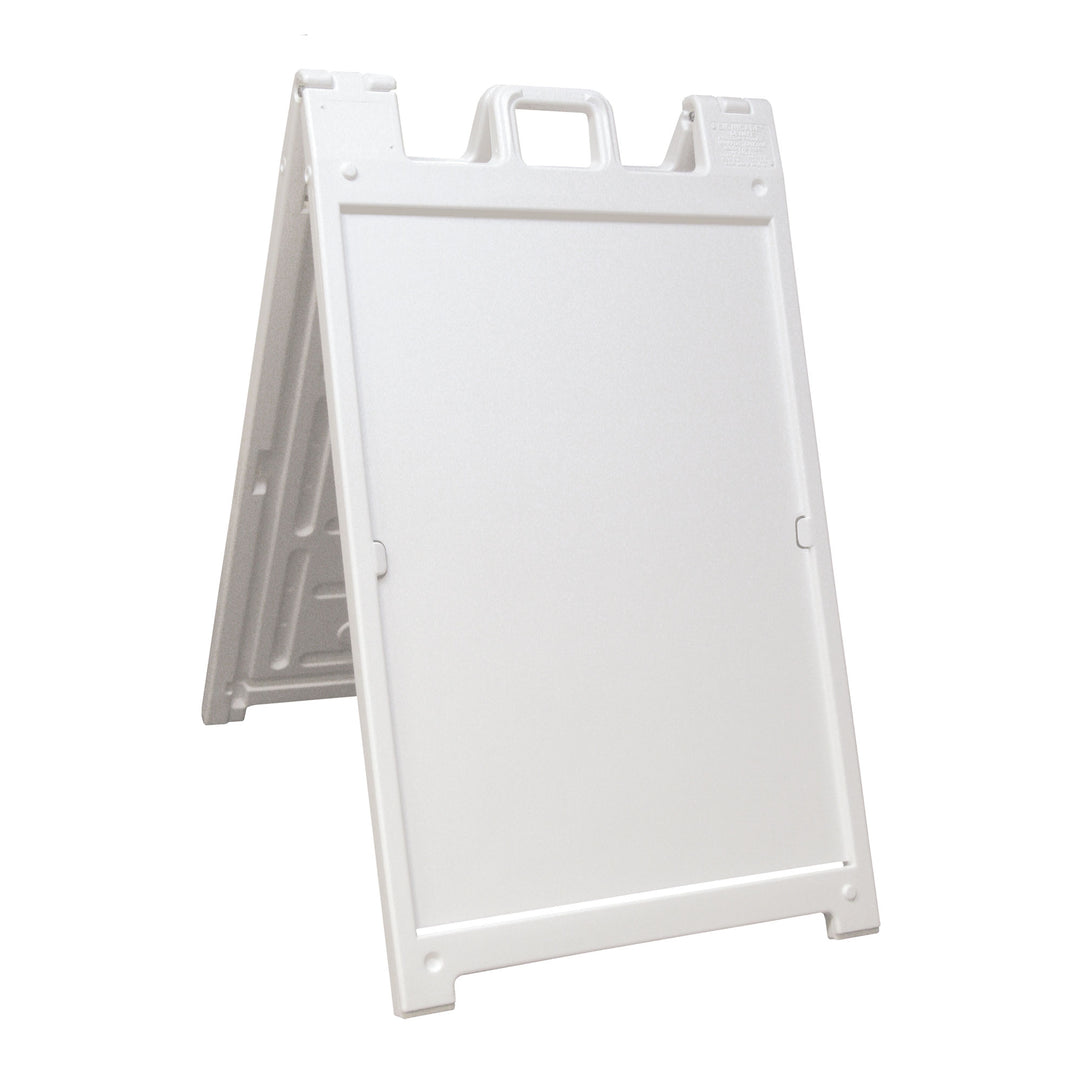 Plasticade Deluxe Signicade Portable Folding Double Sided Sign Stand, White