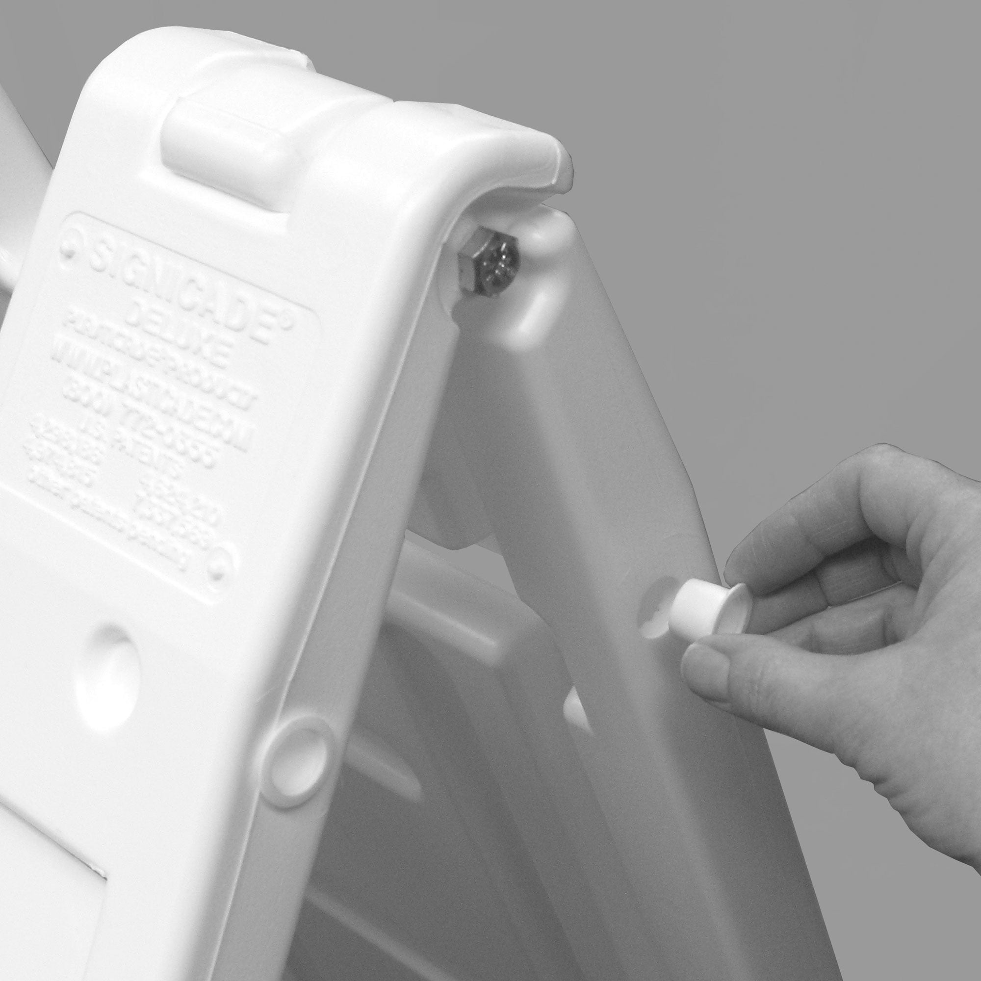 Plasticade Deluxe Signicade Portable Folding Double Sided Sign Stand, White - VMInnovations