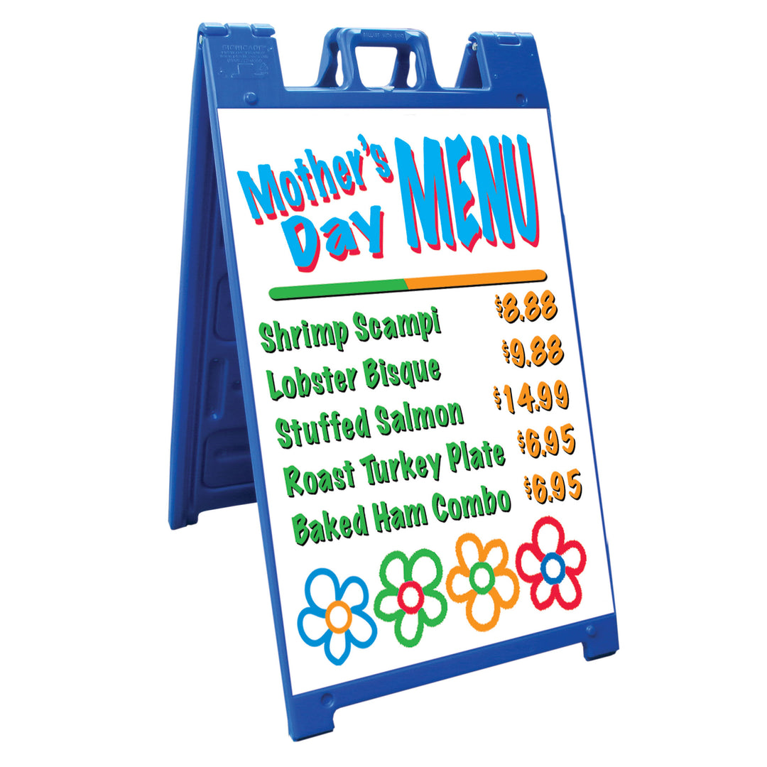 Plasticade Signicade Portable Folding Sidewalk Double Sided Sign Stand, Blue