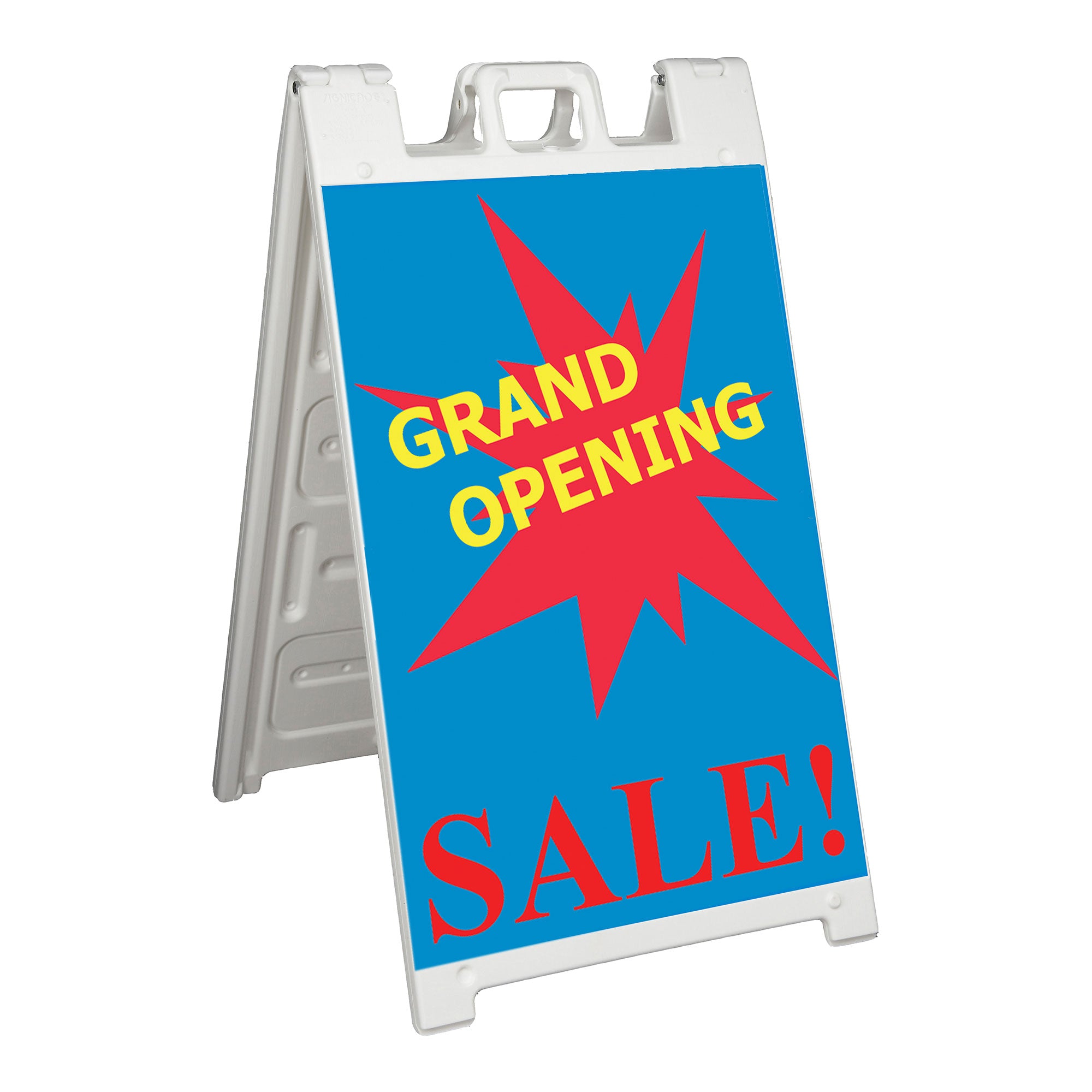 Plasticade Deluxe Signicade Portable Folding Double Sided Sign Stand, White - VMInnovations