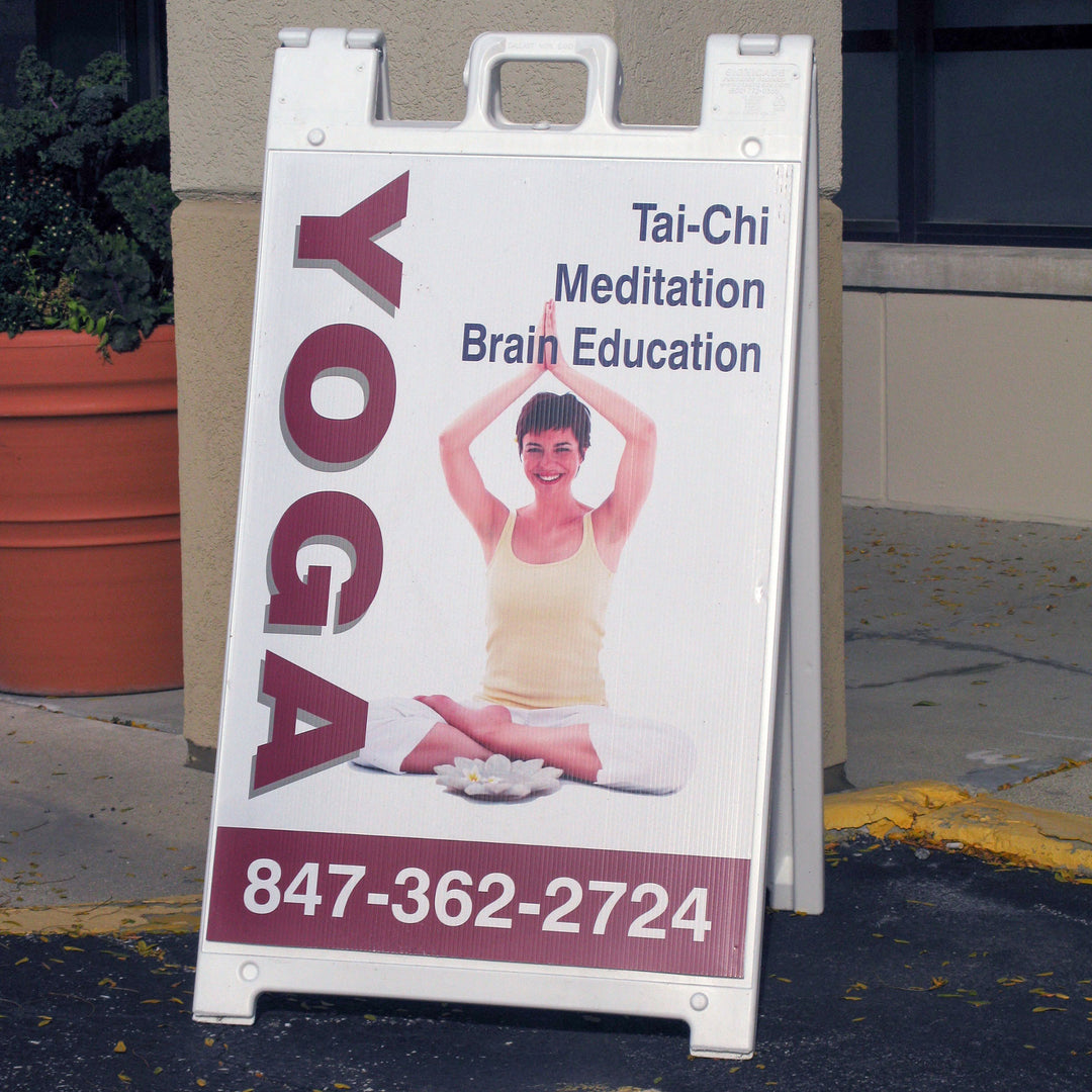 Plasticade Signicade Folding Sidewalk Double Sided Sign Stand, White (Open Box)