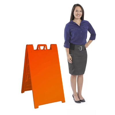 Plasticade 130-O Signicade A Frame Plain Portable Folding Sidewalk Sign, Orange - VMInnovations