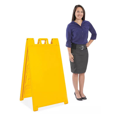 Plasticade 130-Y Signicade A Frame Plain Folding Sidewalk Sign Yellow (Open Box)