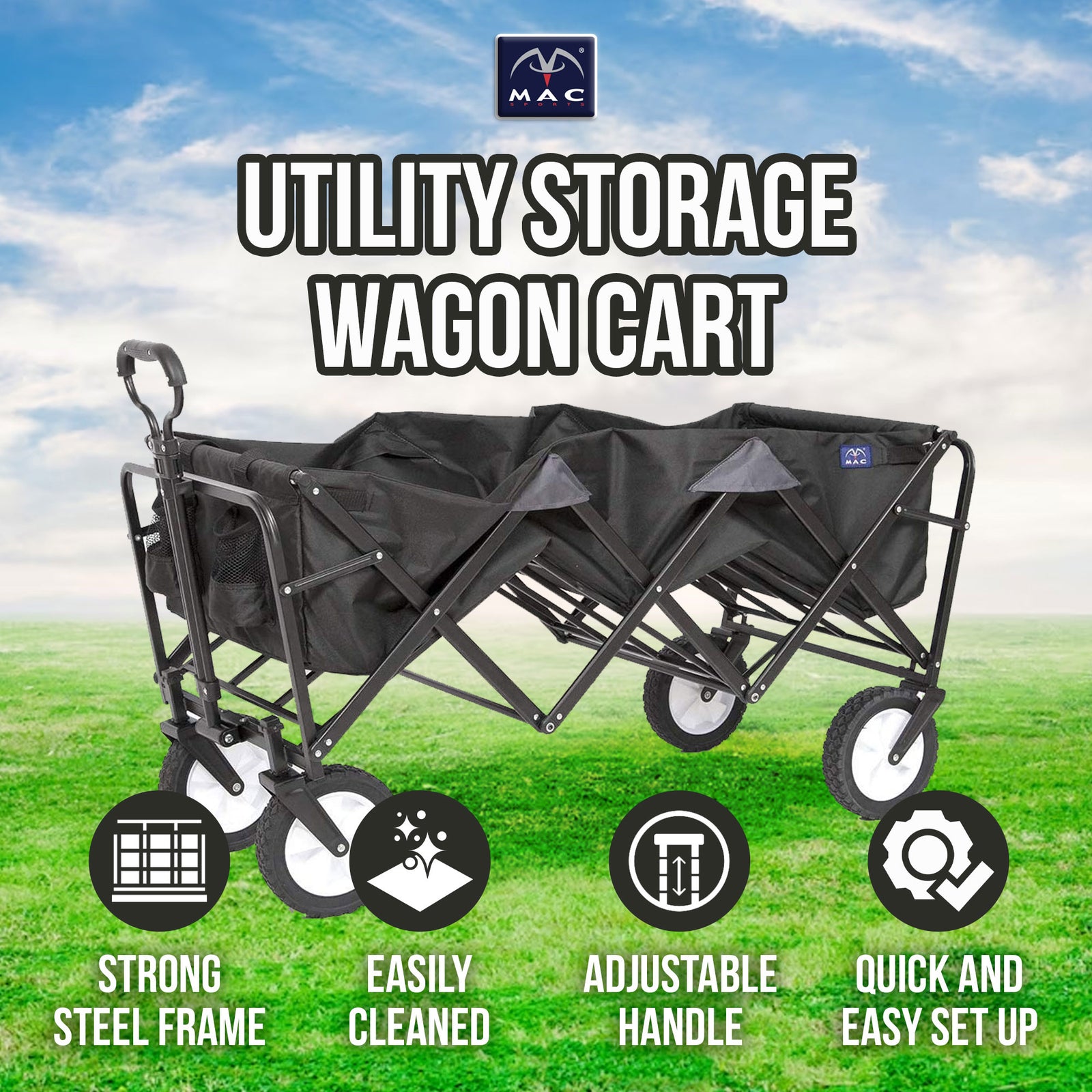 Mac Sports 52 Inch Extra Long Xtender Utility Storage Wagon, Black (Used) - VMInnovations
