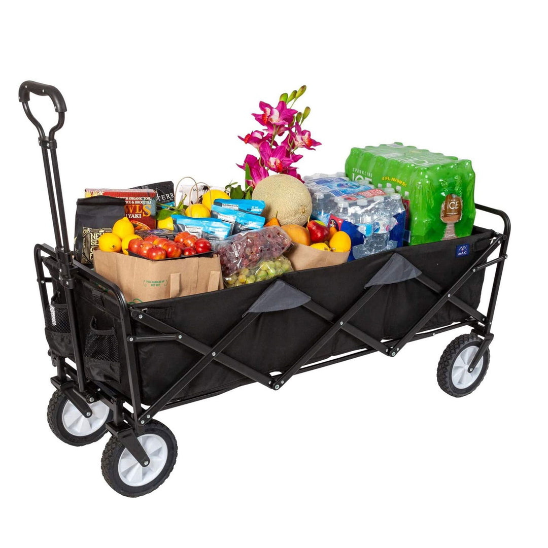 Mac Sports Xtender 52" Extra Long Collapsible Utility Storage Wagon Cart, Black