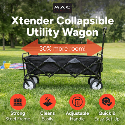 Mac Sports 52 Inch Extra Long Xtender Utility Storage Wagon, Black (Open Box)