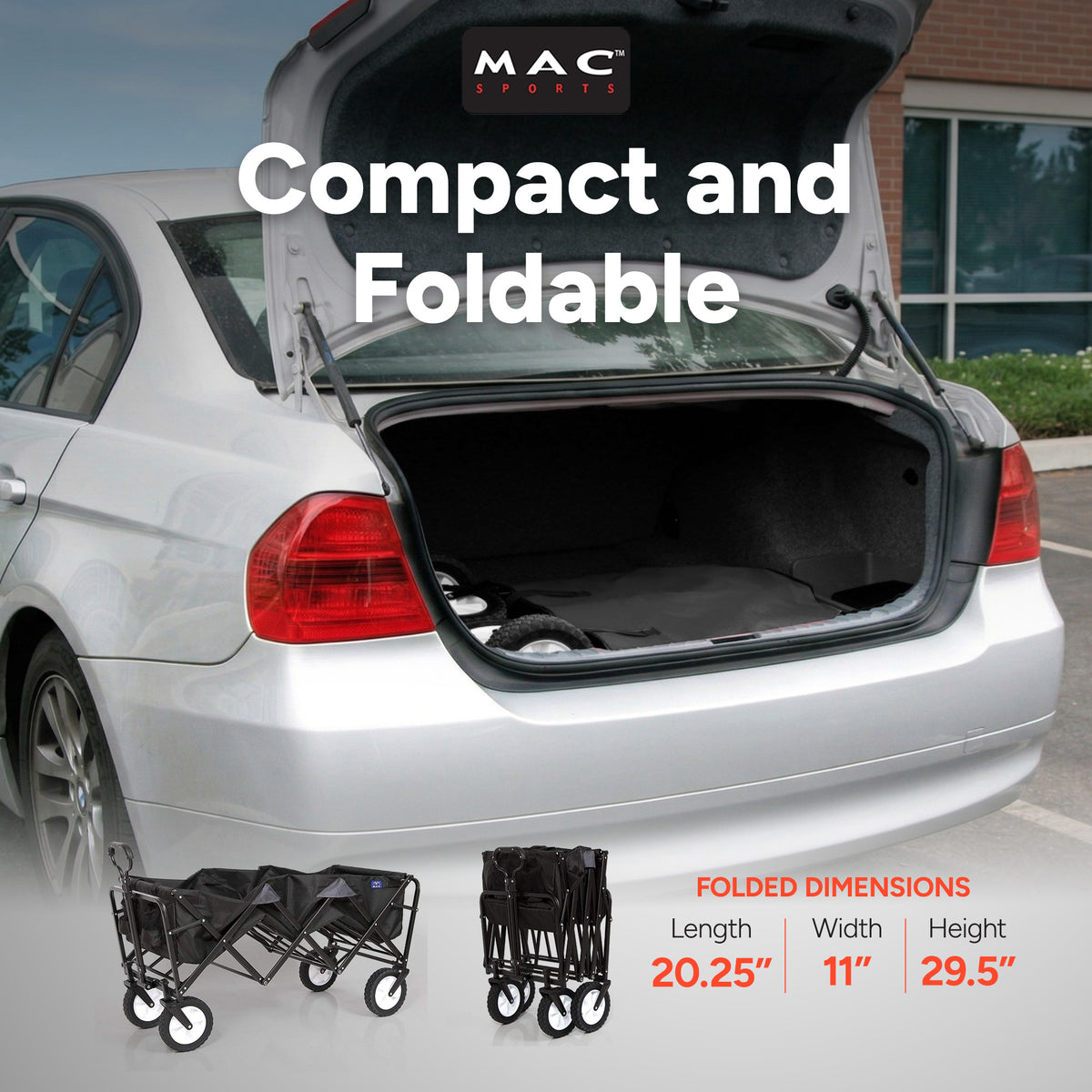 Mac Sports 52 Inch Extra Long Xtender Utility Storage Wagon, Black (Open Box)