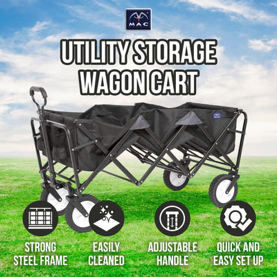 Mac Sports Xtender 52" Extra Long Collapsible Utility Storage Wagon Cart, Black