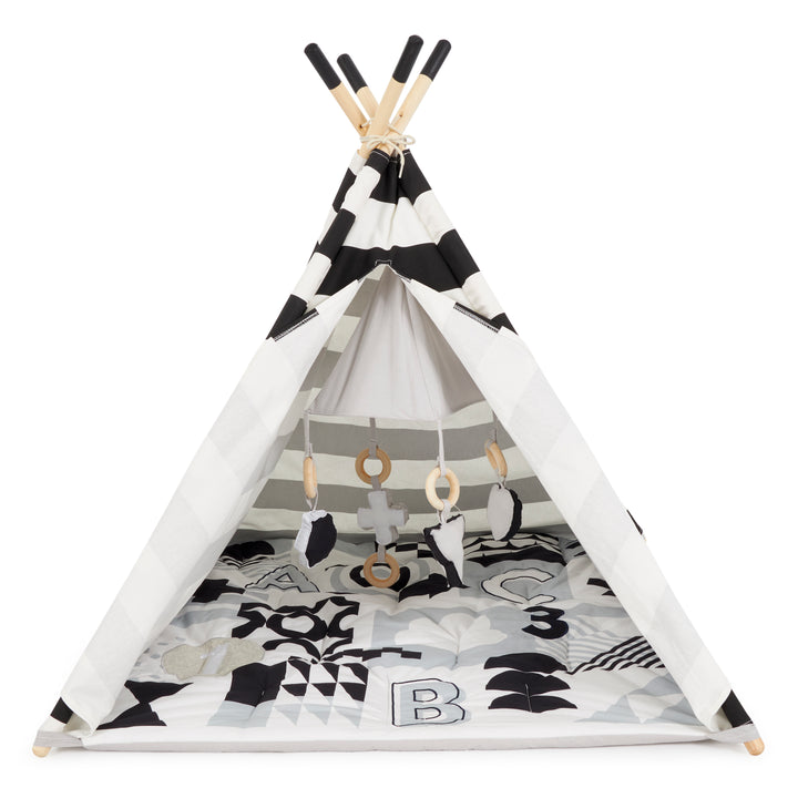 Asweets Indoor Foldable Teepee Play Tent with ABC Mat (Open Box)