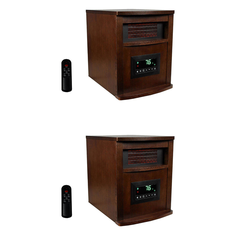 Lifesmart 6 Element 1500W Electric Infrared Quartz Space Heater, Brown (2 Pack)