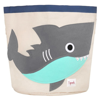 3 Sprouts Canvas Storage Bin Laundry and Toy Basket for Kids, Shark and Sloth