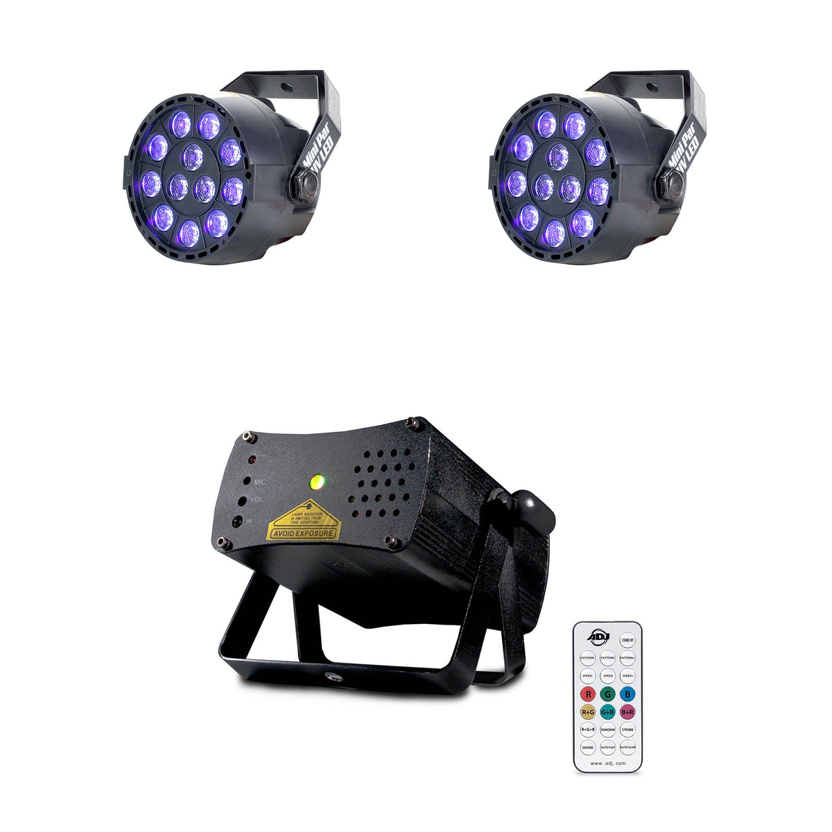 2 American DJ Mini 1W LED Hanging Lights & Green & Red Lights w/ Remote