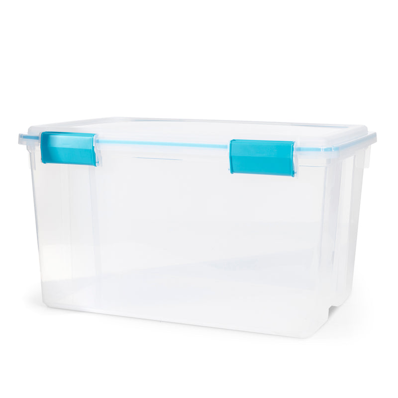 Sterilite 54-Qt Clear Plastic Stackable Storage Bin w/ Gasket Latch Lid, 12 Pack