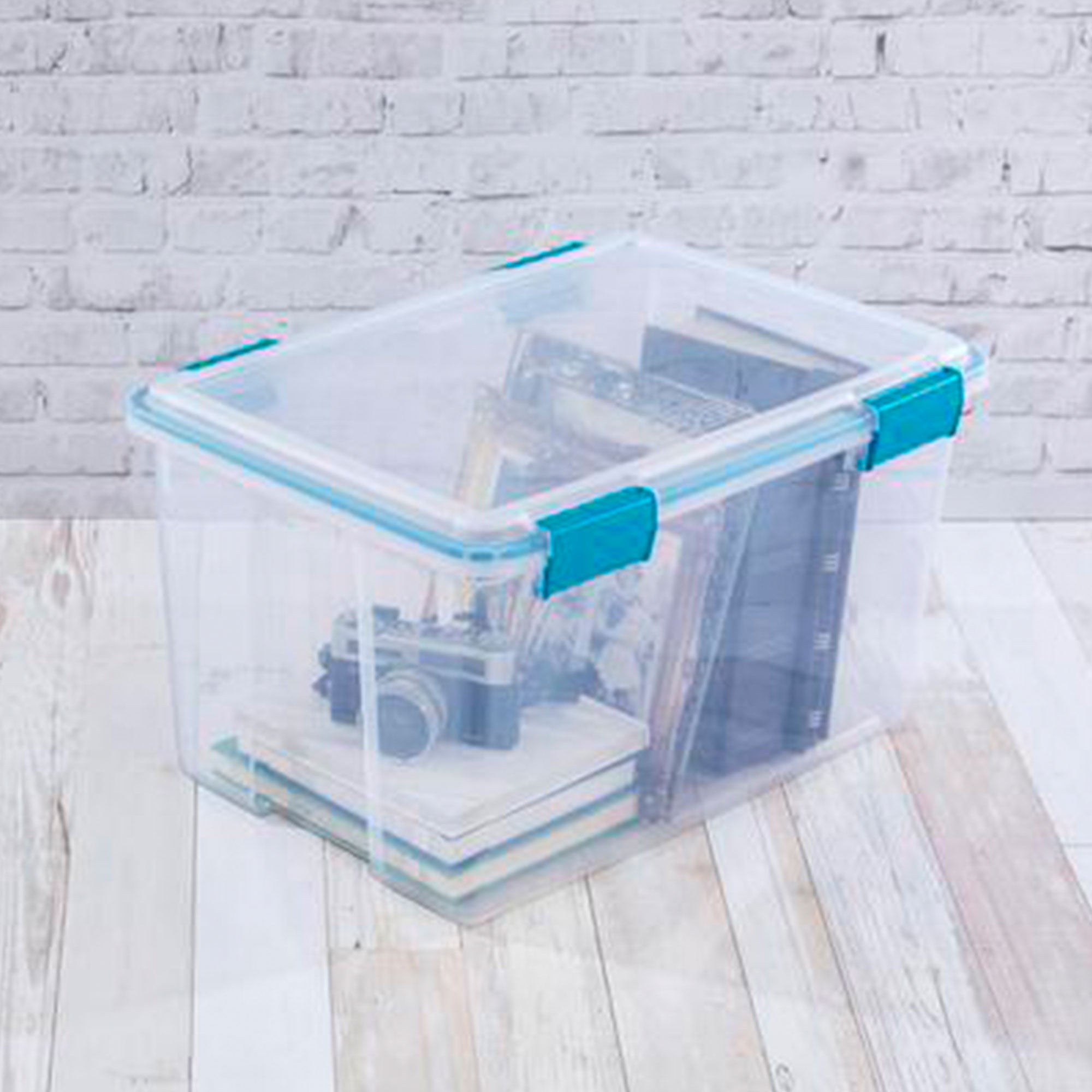 Sterilite 54-Qt Clear Plastic Stackable Storage Bin w/ Gasket Latch Lid, 36 Pack