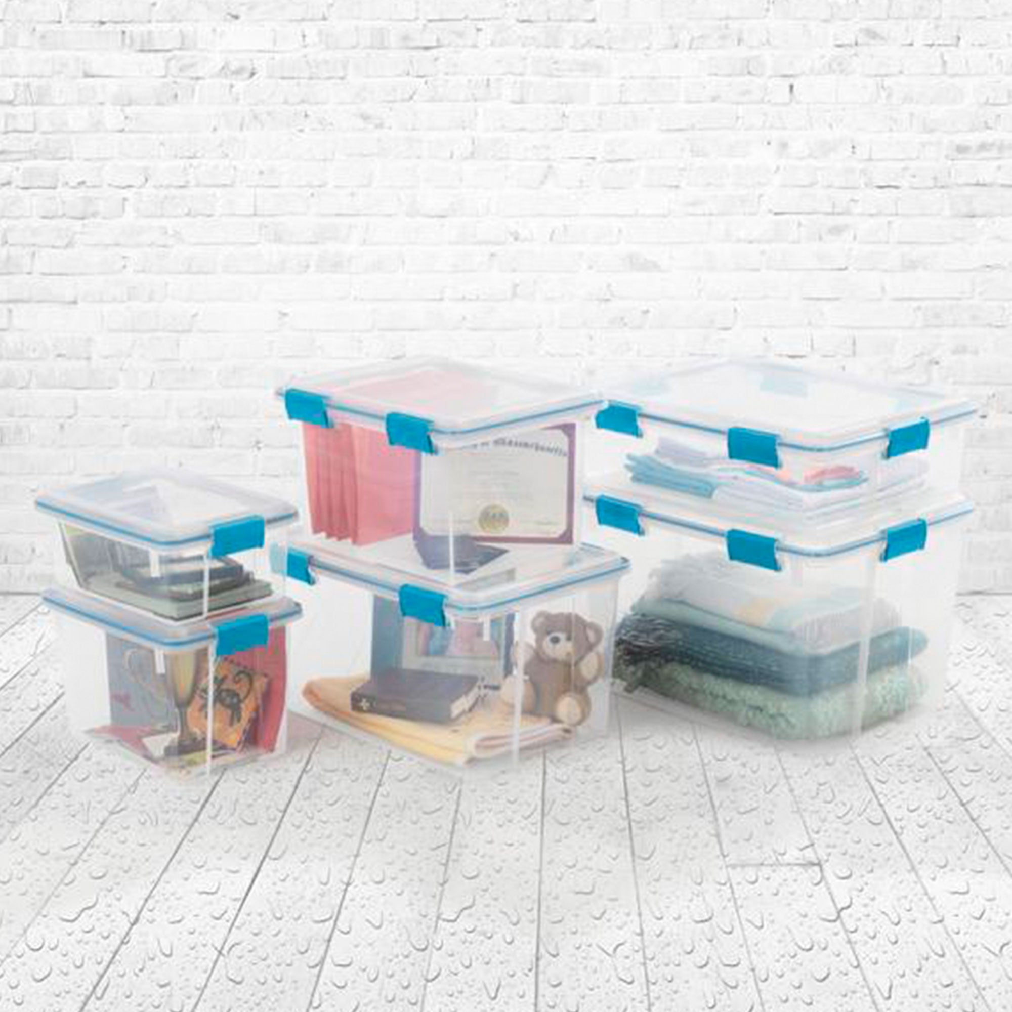 Sterilite 54-Qt Clear Plastic Stackable Storage Bin w/ Gasket Latch Lid, 36 Pack